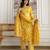 Dark yellow cotton thread embroidery readymade suits