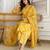 Dark yellow cotton thread embroidery readymade suits