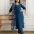 Teal blue chanderi thread embroidery readymade suits