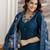 Teal blue chanderi thread embroidery readymade suits