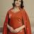 Orange chanderi thread embroidery readymade suits