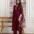 Maroon chanderi thread embroidery readymade suits