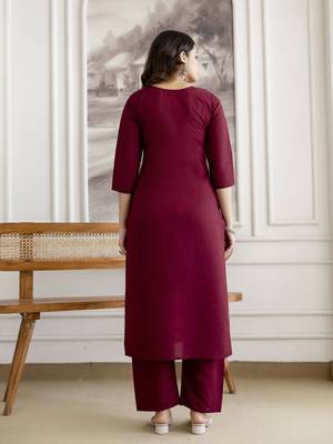 Maroon chanderi thread embroidery readymade suits 2