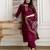 Maroon chanderi thread embroidery readymade suits