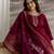 Maroon chanderi thread embroidery readymade suits