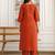 Orange chanderi thread embroidery readymade suits