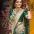 Green silk blend banarasi saree with unstitched blouse piece