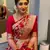 Red silk blend banarasi saree with unstitched blouse piece