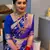 Royal blue silk blend banarasi saree with unstitched blouse piece