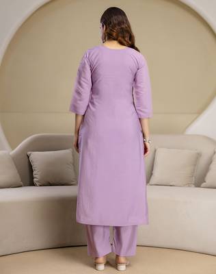 Light purple chanderi thread embroidery readymade suits 2