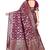 Wine soft silk blend banarasi jacuard work designer party wear saree with unstitched blouse piece