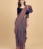 Blue soft silk blend banarasi jacuard work designer party wear saree with unstitched blouse piece