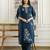 Teal blue chanderi thread embroidery readymade suits