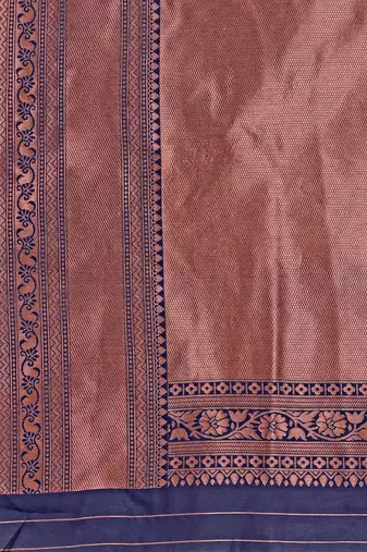 Blue silk blend banarasi saree with unstitched blouse piece