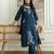 Teal blue chanderi thread embroidery readymade suits