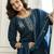 Teal blue chanderi thread embroidery readymade suits