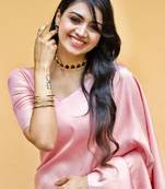 Babym pink soft silk blend banarasi jacuard work designer party wear saree with unstitched blouse piece