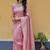 Babym pink soft silk blend banarasi jacuard work designer party wear saree with unstitched blouse piece