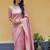 Babym pink soft silk blend banarasi jacuard work designer party wear saree with unstitched blouse piece