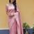 Babym pink soft silk blend banarasi jacuard work designer party wear saree with unstitched blouse piece