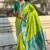 Lime green banarasi silk zari woven saree with contrast blouse piece