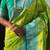 Lime green banarasi silk zari woven saree with contrast blouse piece