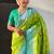 Lime green banarasi silk zari woven saree with contrast blouse piece