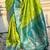 Lime green banarasi silk zari woven saree with contrast blouse piece