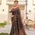 Black soft silk blend banarasi jacuard work designer party wear saree with unstitched blouse piece