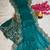 Teal color embroidery work fandy satin saree