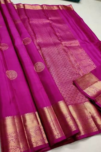 Purple  soft silk blend banarasi jacuard work designer party wear saree with unstitched blouse piece