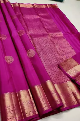 Purple  soft silk blend banarasi jacuard work designer party wear saree with unstitched blouse piece