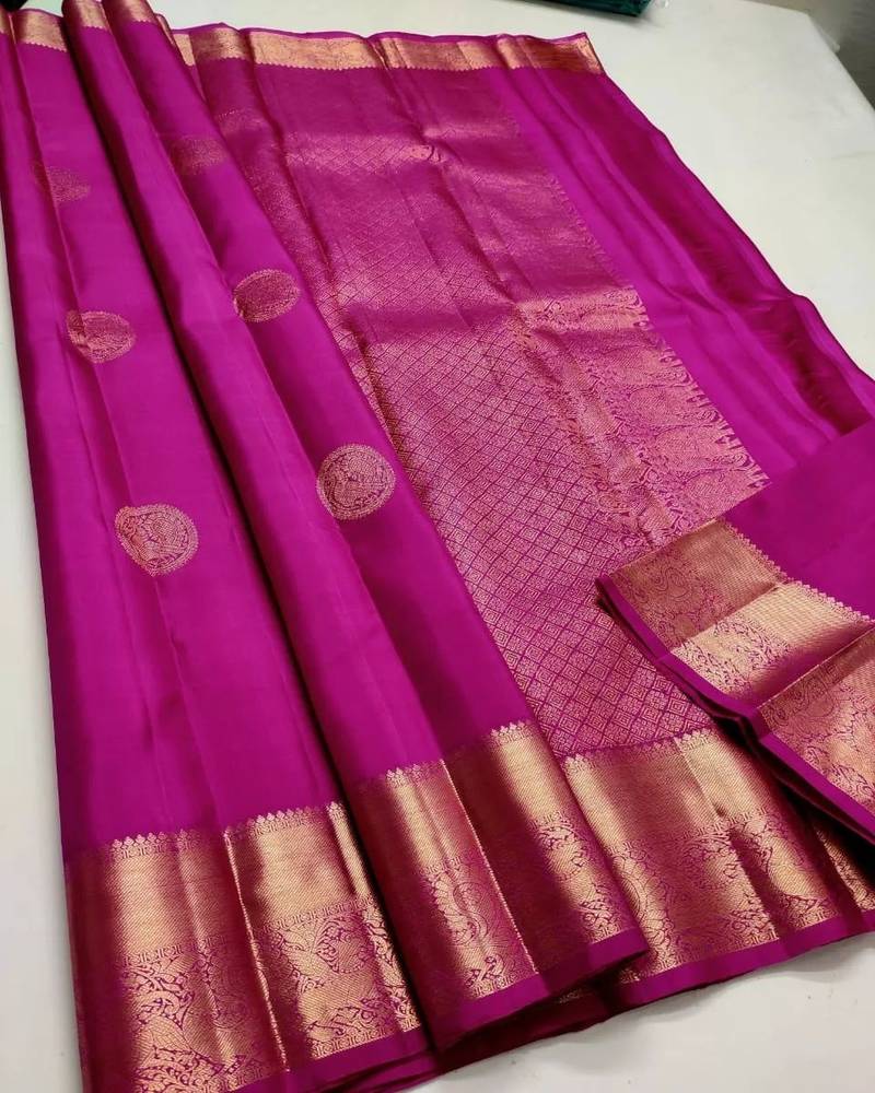 Purple  soft silk blend banarasi jacuard work designer party wear saree with unstitched blouse piece