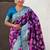Purple banarasi silk zari woven saree with contrast blouse piece