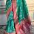 Teal banarasi silk zari woven saree with contrast blouse piece