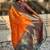 Orange banarasi silk zari woven saree with contrast blouse piece