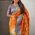 Orange banarasi silk zari woven saree with contrast blouse piece