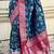 Blue banarasi silk zari woven saree with contrast blouse piece