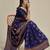 Blue soft silk blend banarasi jacuard work designer party wear saree with unstitched blouse piece