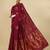Maroon soft silk blend banarasi jacuard work designer party wear saree with unstitched blouse piece