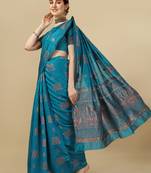 Rama soft silk blend banarasi jacuard work designer party wear saree with unstitched blouse piece