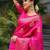 Pink soft silk blend banarasi jacuard work designer party wear saree with unstitched blouse piece