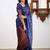 Blue soft silk blend banarasi jacuard work designer party wear saree with unstitched blouse piece