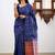 Blue soft silk blend banarasi jacuard work designer party wear saree with unstitched blouse piece