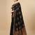Black soft silk blend banarasi jacuard work designer party wear saree with unstitched blouse piece