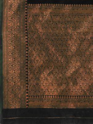 Black silk blend banarasi saree with unstitched blouse piece 5