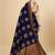 Blue soft silk blend banarasi jacuard work designer party wear saree with unstitched blouse piece