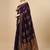 Wine soft silk blend banarasi jacuard work designer party wear saree with unstitched blouse piece