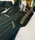 Green crep silk embroidered straight kurta dupatta salwar set