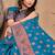 Turquoise soft silk blend banarasi jacuard work designer party wear saree with unstitched blouse piece